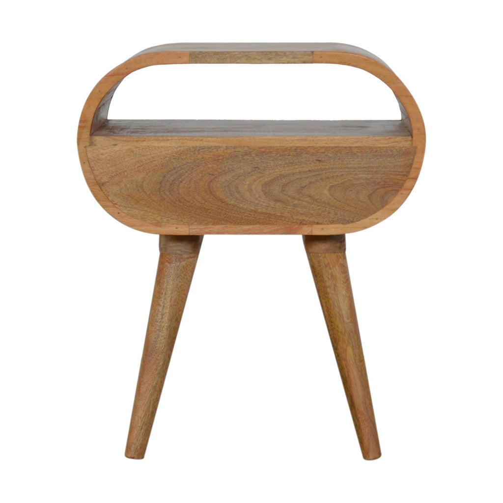 Circular Open Slot Nightstand with Nordic Legs - Solid Wood
