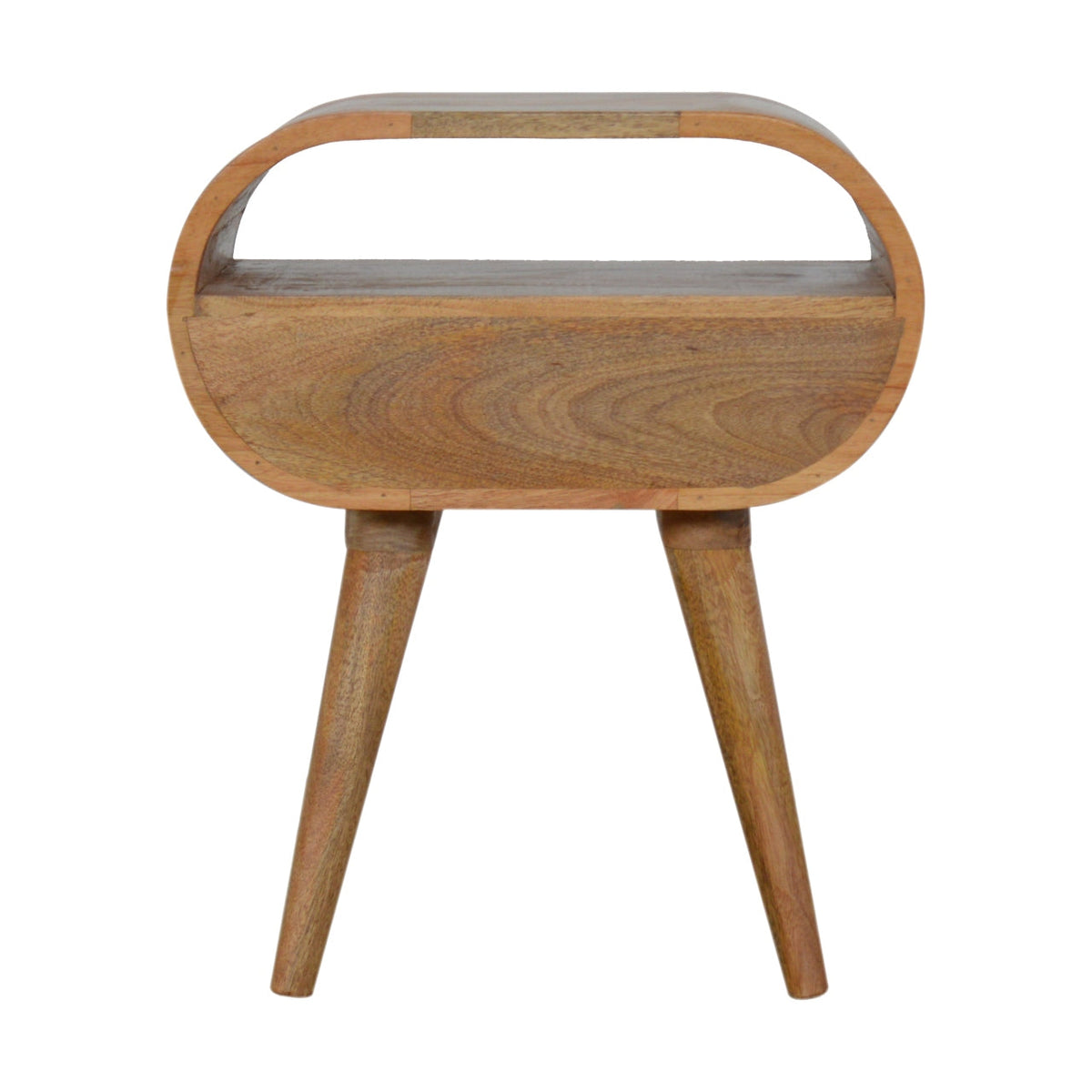 Circular Open Slot Nightstand with Nordic Legs - Solid Wood