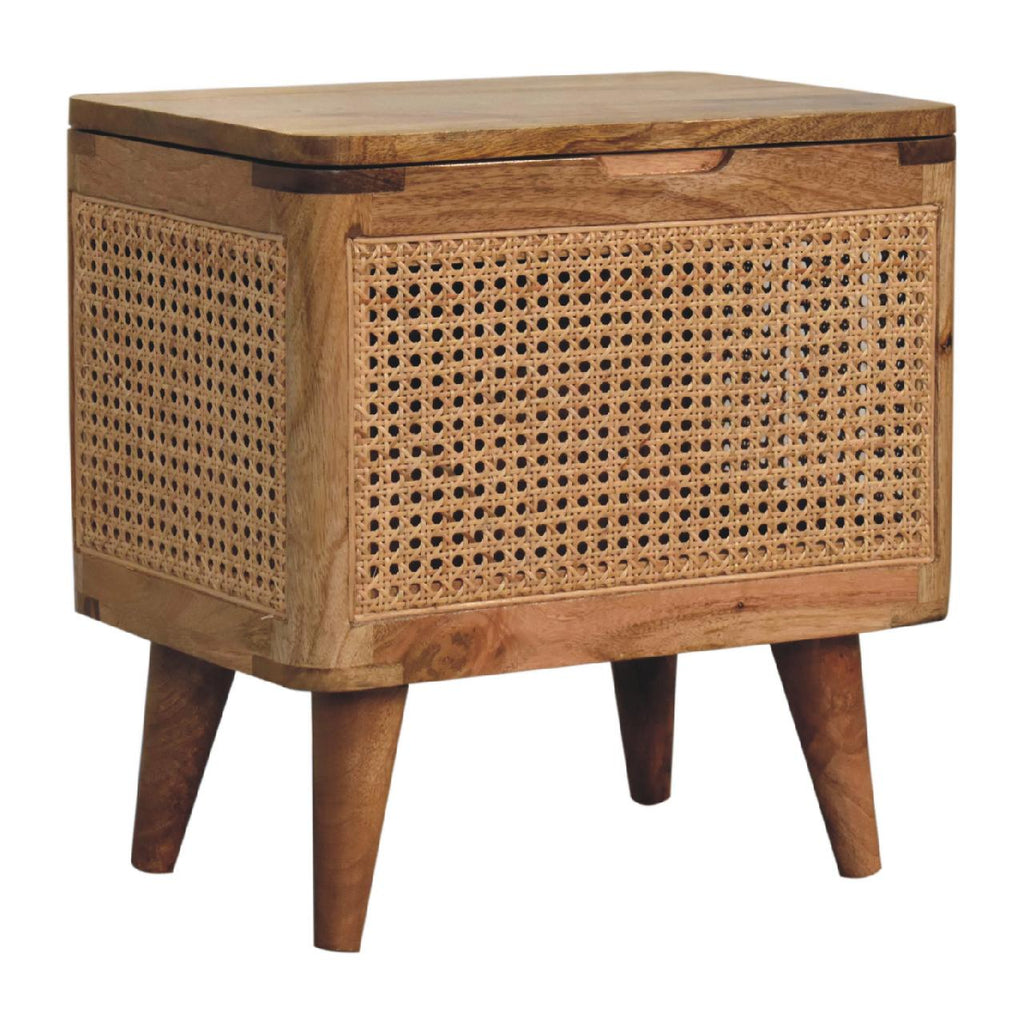 Soli Wood Larissa Lid-up Storage Stool with Hidden Storage - Oak-ish