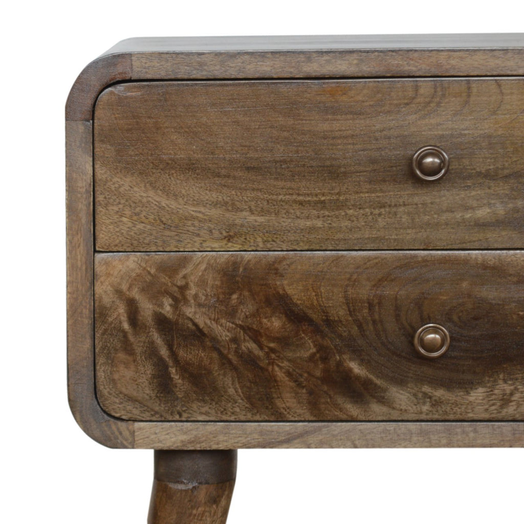 Curved Classic Nightstand with Classic Curved Design - Solid Wood