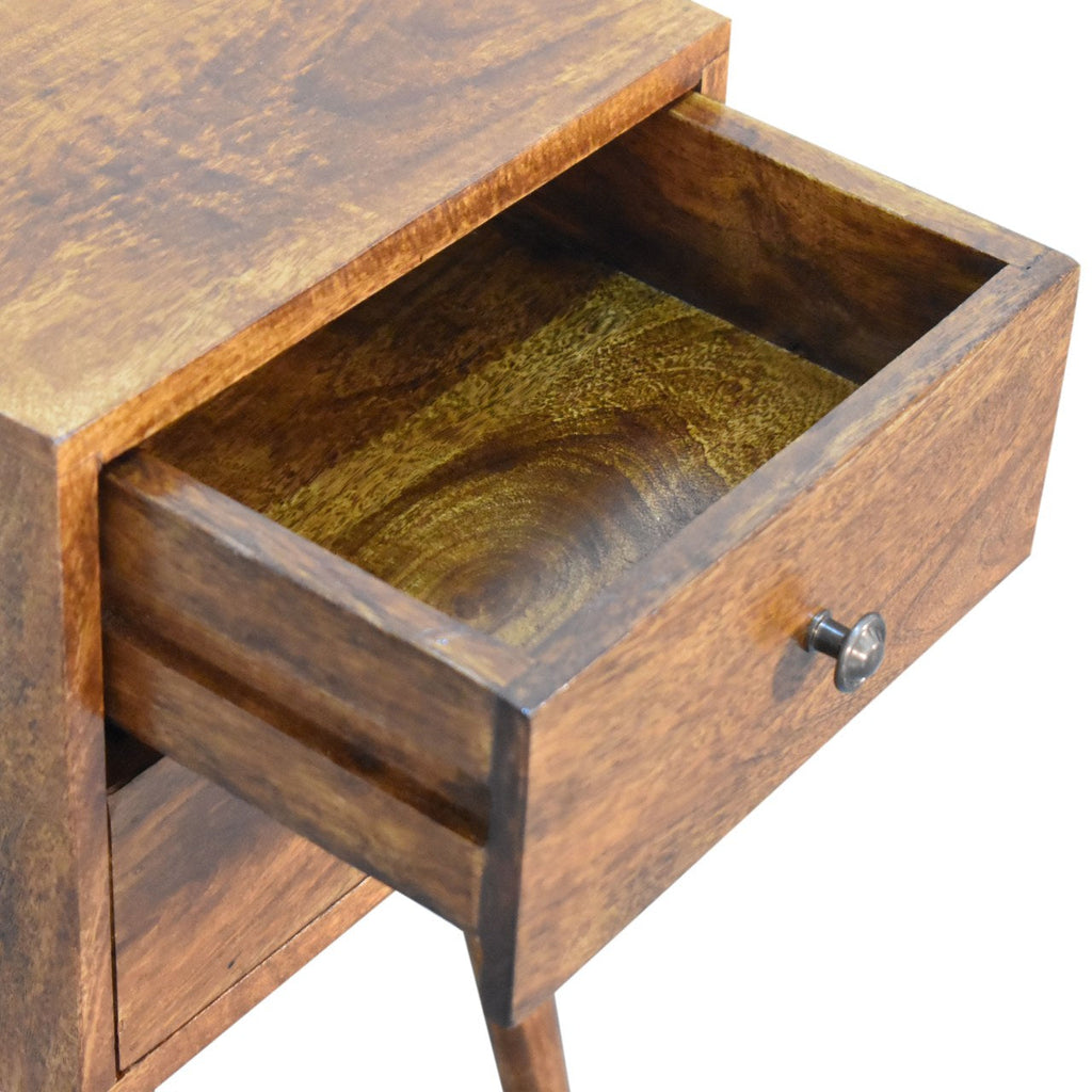 Solid Wood Mini Nightstand with 2 Drawers - Chestnut