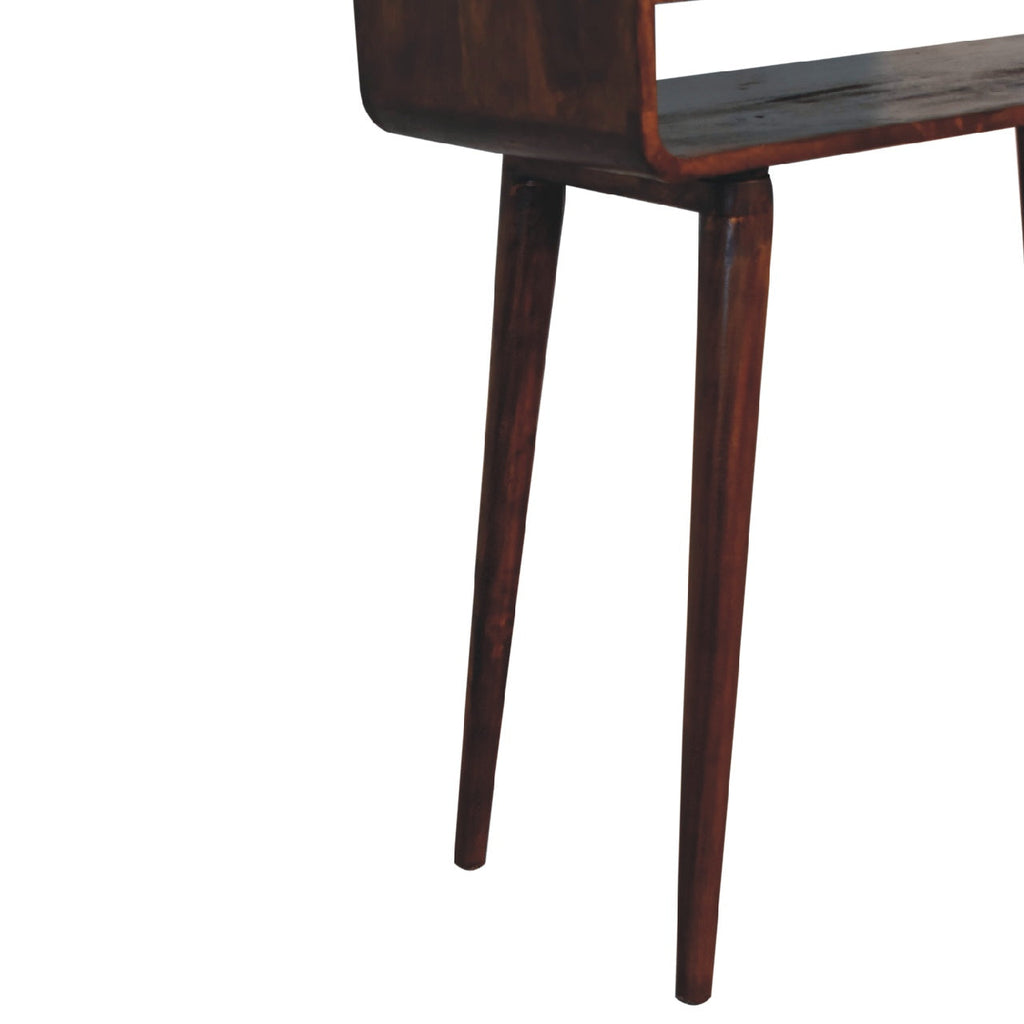 Chestnut Console Table with Nordic Legs and 2 Drawers - Solid Wood