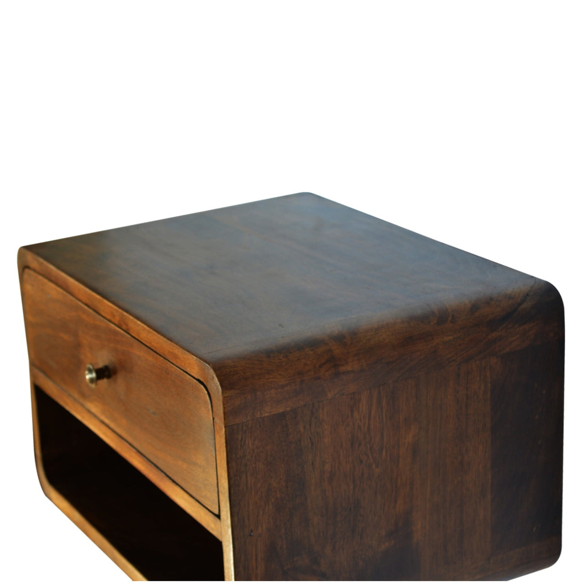 Solid Wood Curve Floating Nightstand with Drawer - Chestnut
