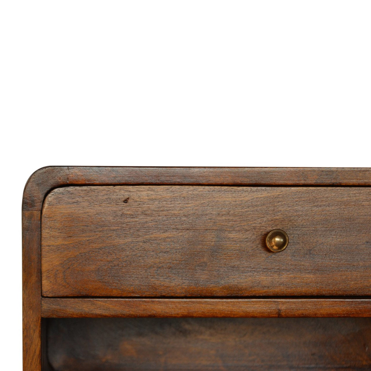Solid Wood Curve Floating Nightstand with Drawer - Chestnut