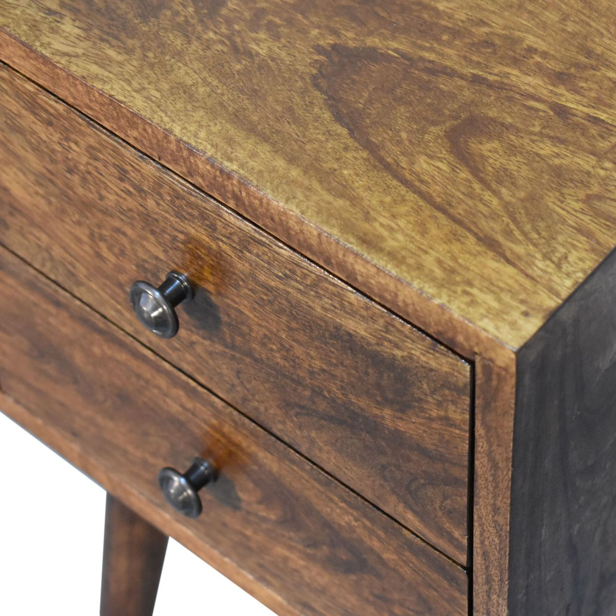 Solid Wood Mini Nightstand with 2 Drawers - Chestnut
