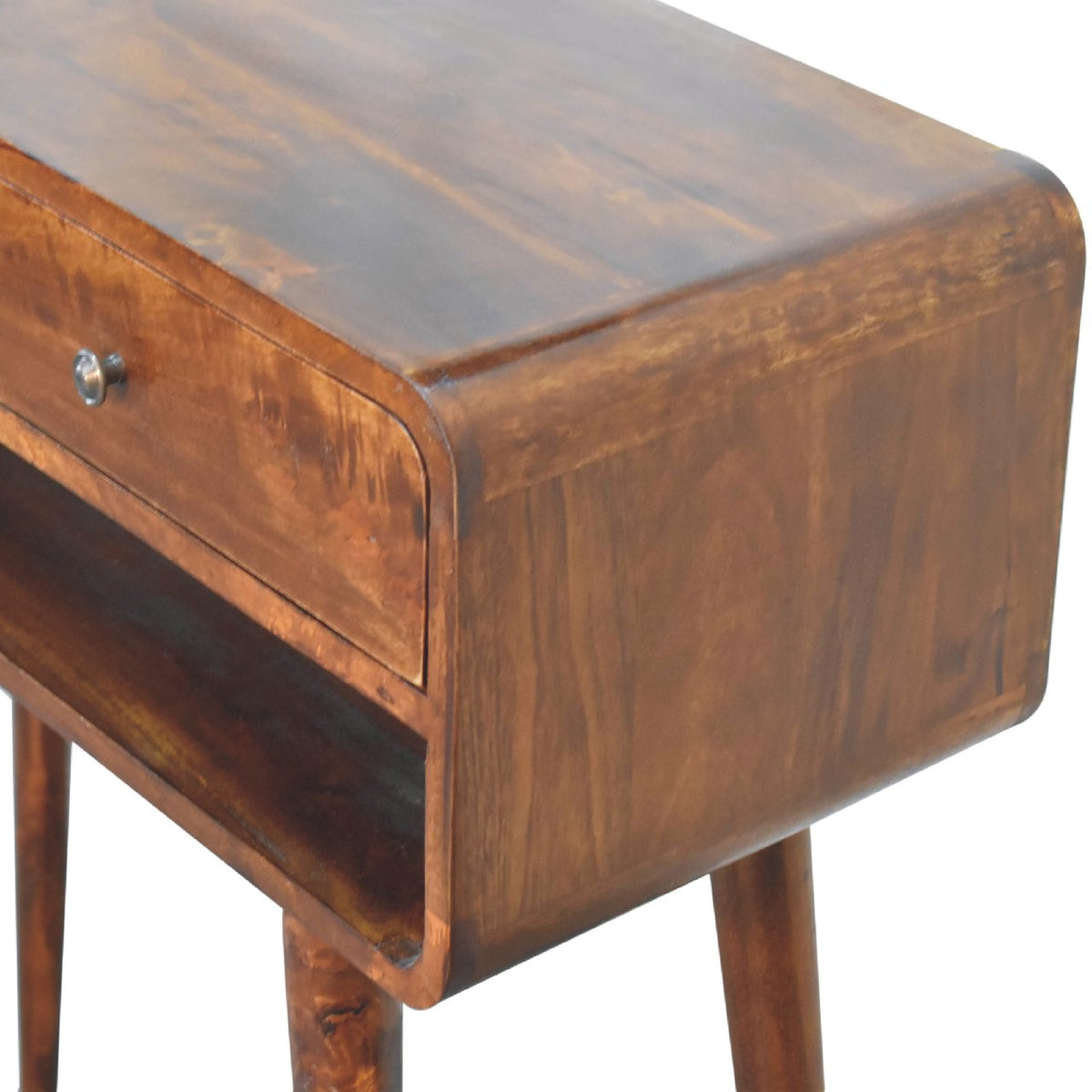Chestnut Console Table with Nordic Legs and 2 Drawers - Solid Wood