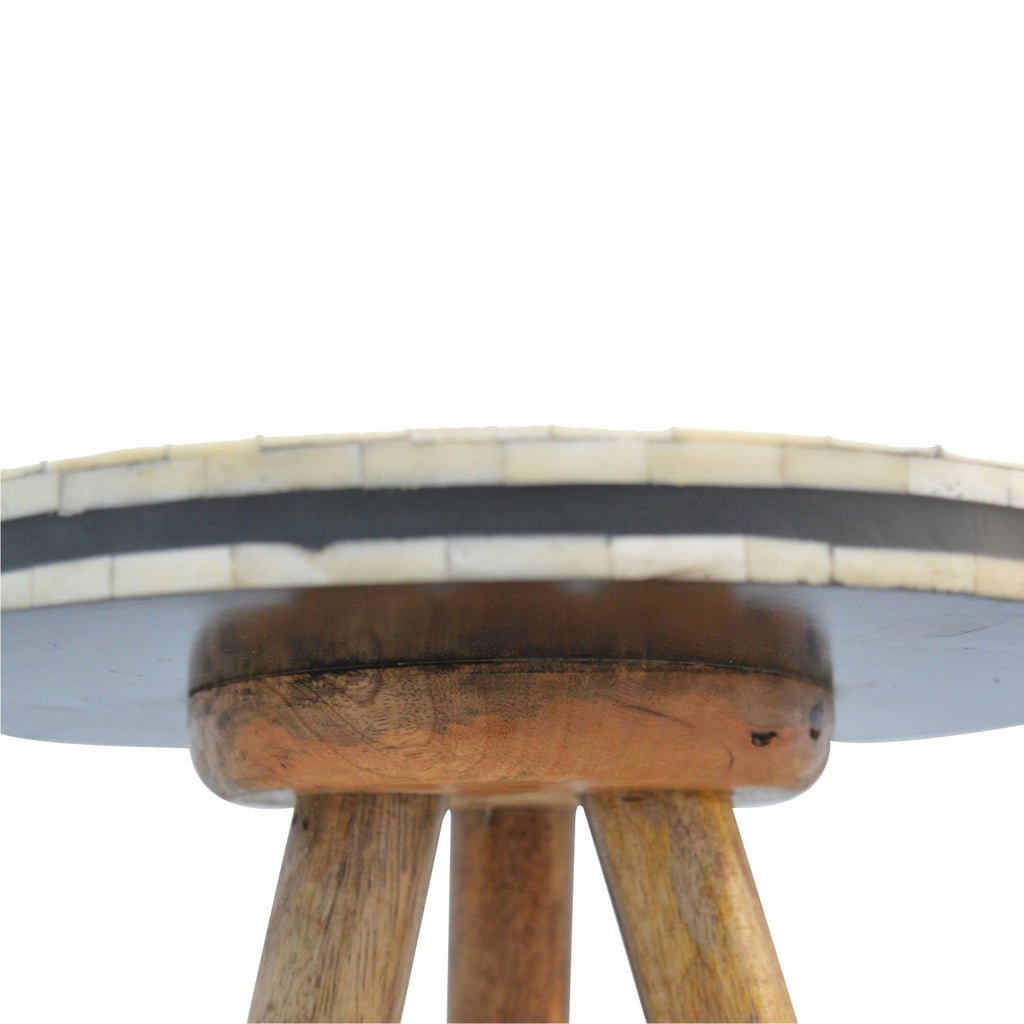 Solid Wood Bone Inlay Tripod Stool with Stylish Tripod Design