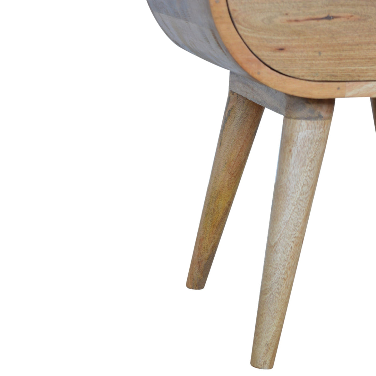 Circular Open Slot Nightstand with Nordic Legs - Solid Wood