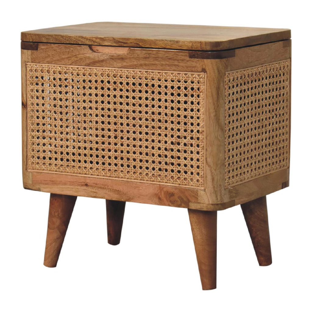 Soli Wood Larissa Lid-up Storage Stool with Hidden Storage - Oak-ish
