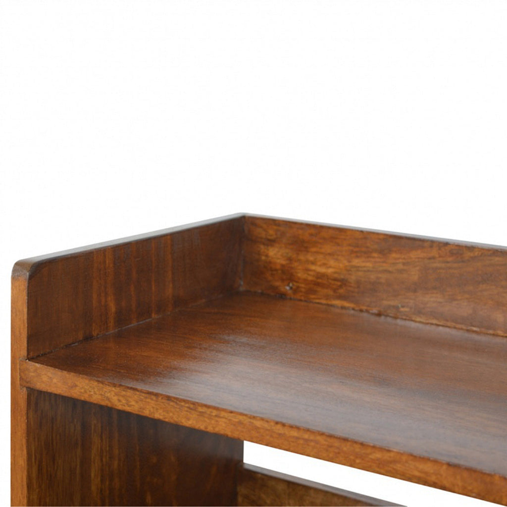 Solid Wood Nordic Storage Bench with Open Storage - Chestnut