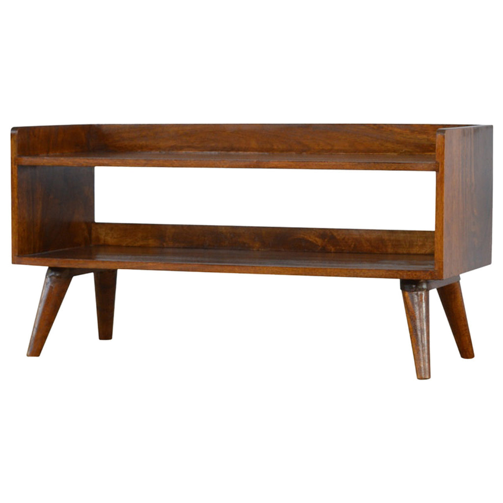 Solid Wood Nordic Storage Bench with Open Storage - Chestnut