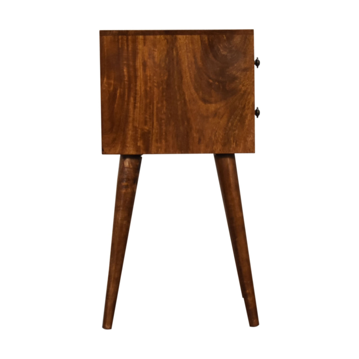 Solid Wood Mini Nightstand with 2 Drawers - Chestnut