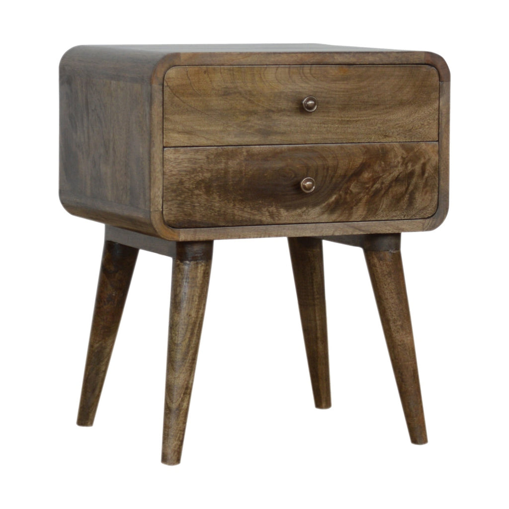 Curved Classic Nightstand with Classic Curved Design - Solid Wood