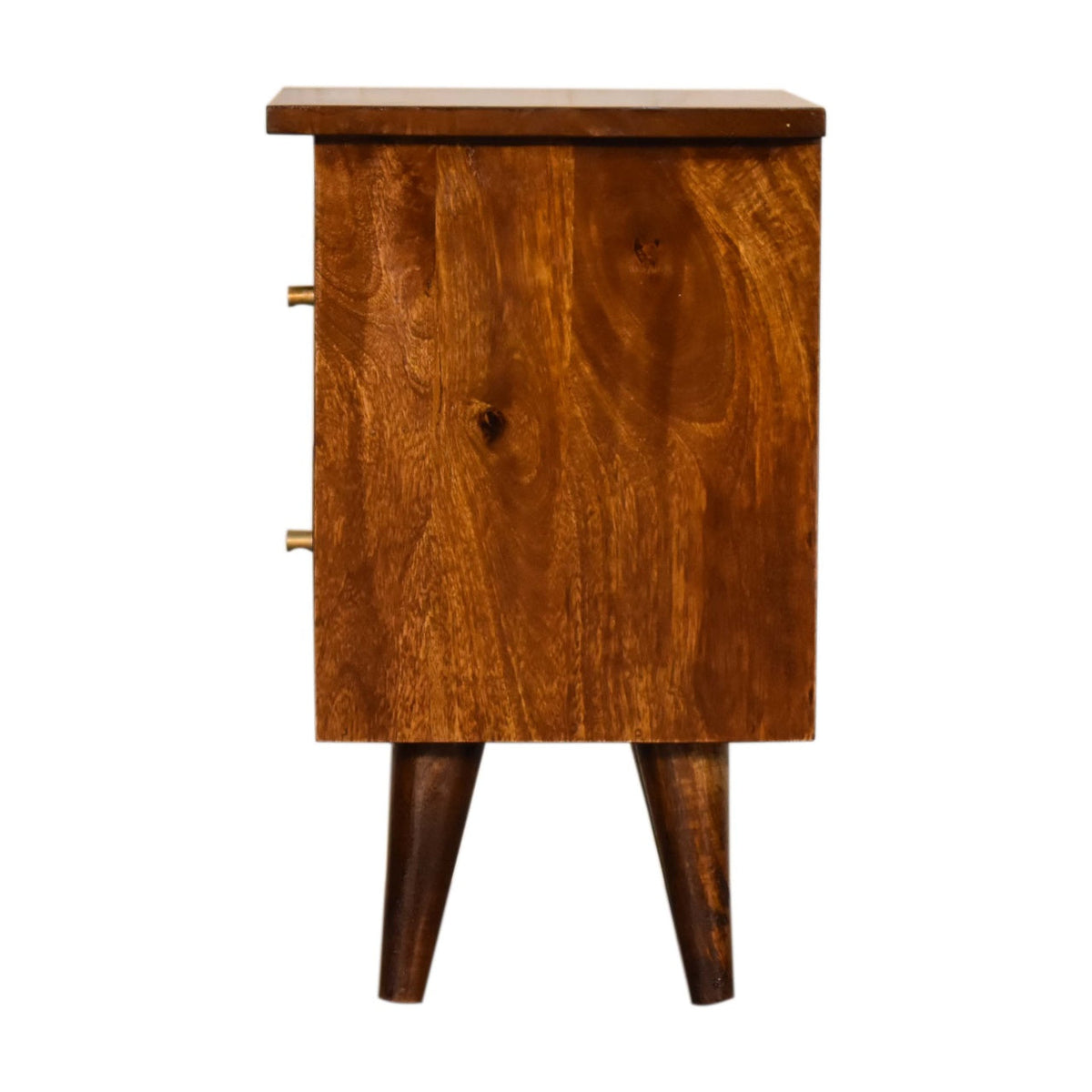 Solid Wood Bedside Table with 2 Drawers - Chestnut