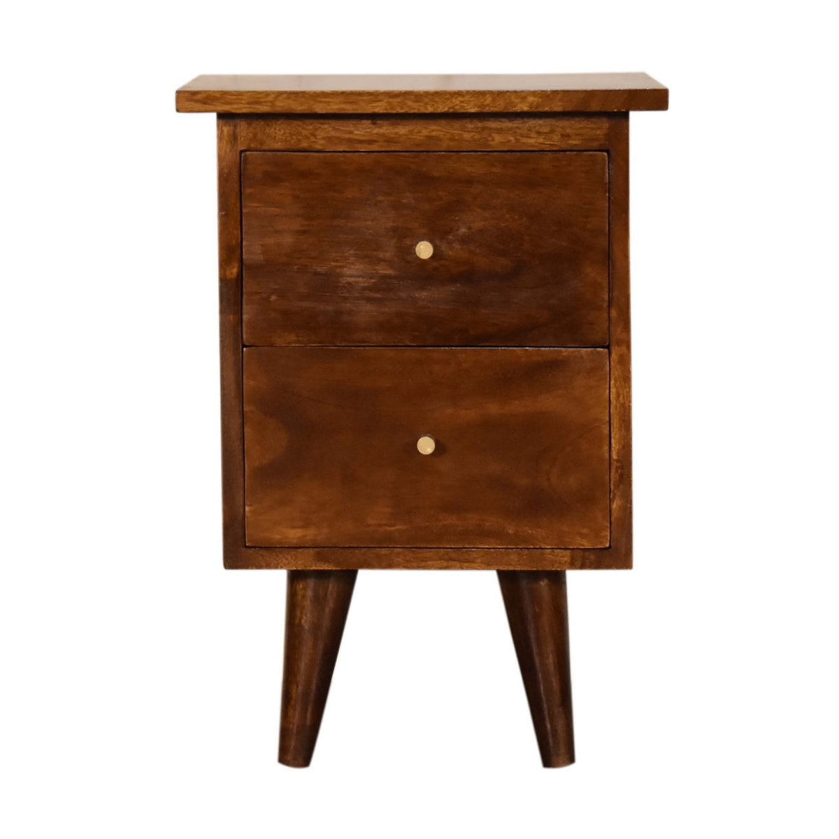 Solid Wood Bedside Table with 2 Drawers - Chestnut