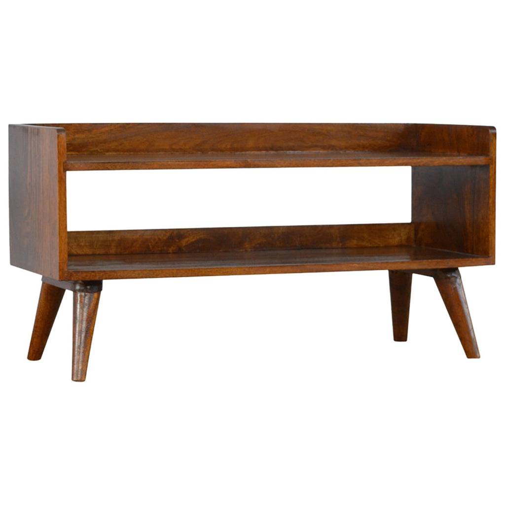 Solid Wood Nordic Storage Bench with Open Storage - Chestnut