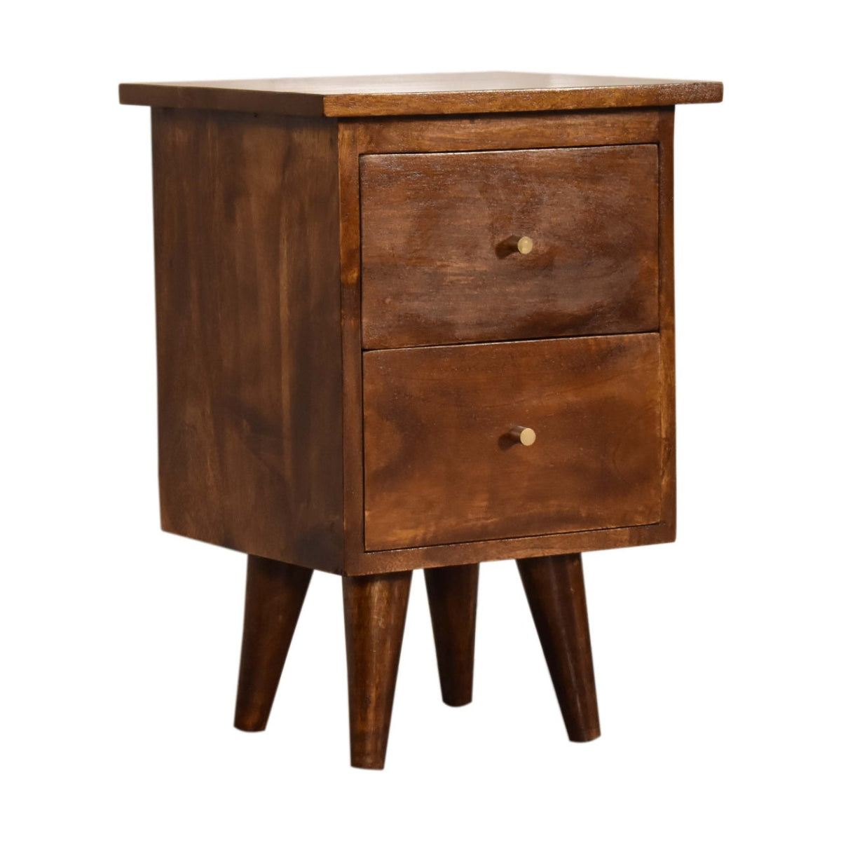 Solid Wood Bedside Table with 2 Drawers - Chestnut