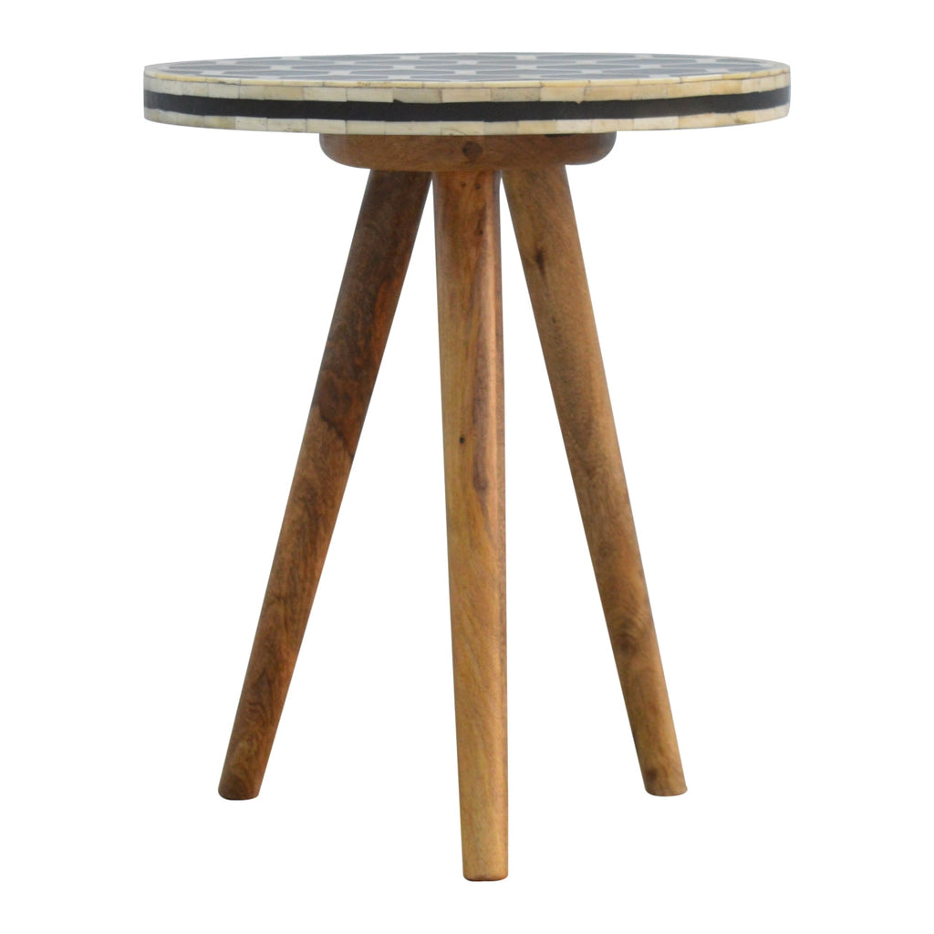 Solid Wood Bone Inlay Tripod Stool with Stylish Tripod Design