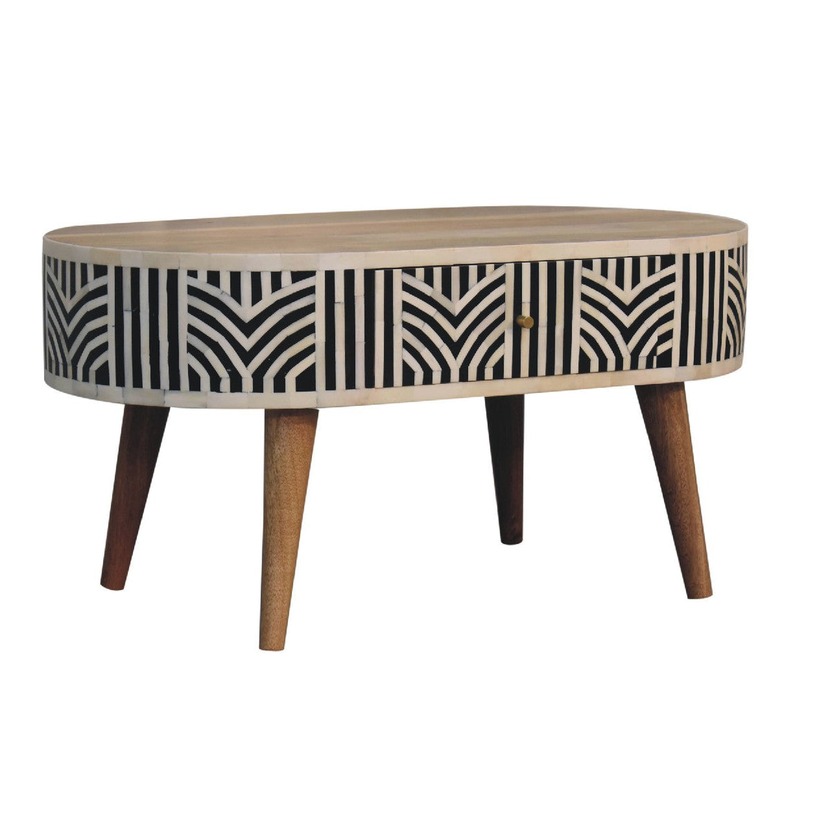 Edessa Bone Inlay Coffee Table with 2-Drawers and Nordic Legs - Bone Inlay