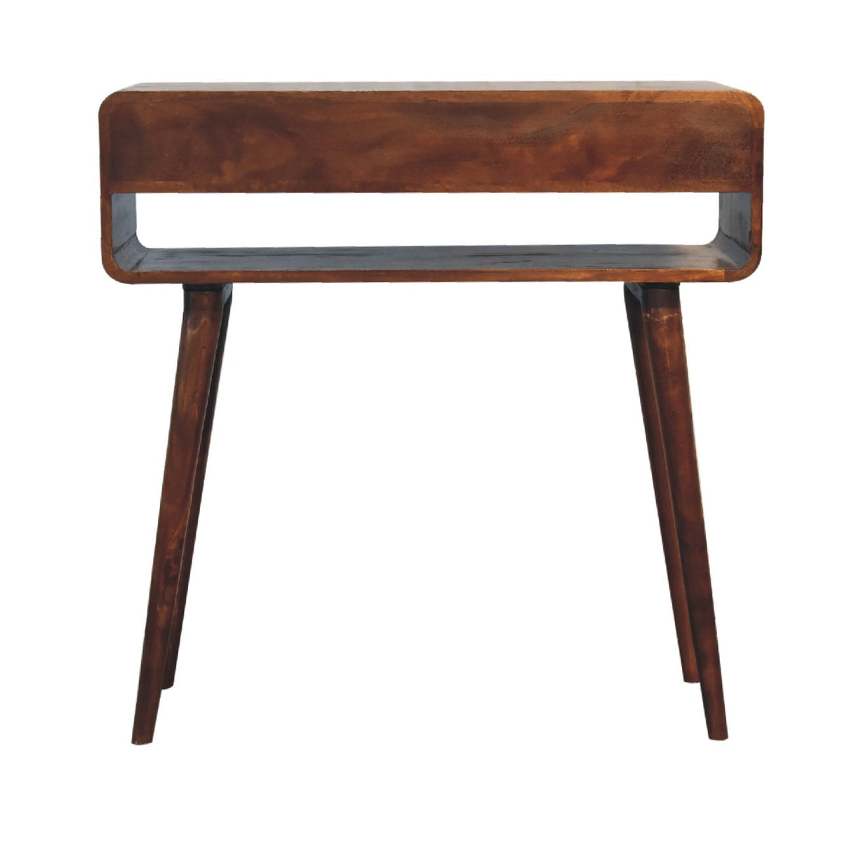 Chestnut Console Table with Nordic Legs and 2 Drawers - Solid Wood