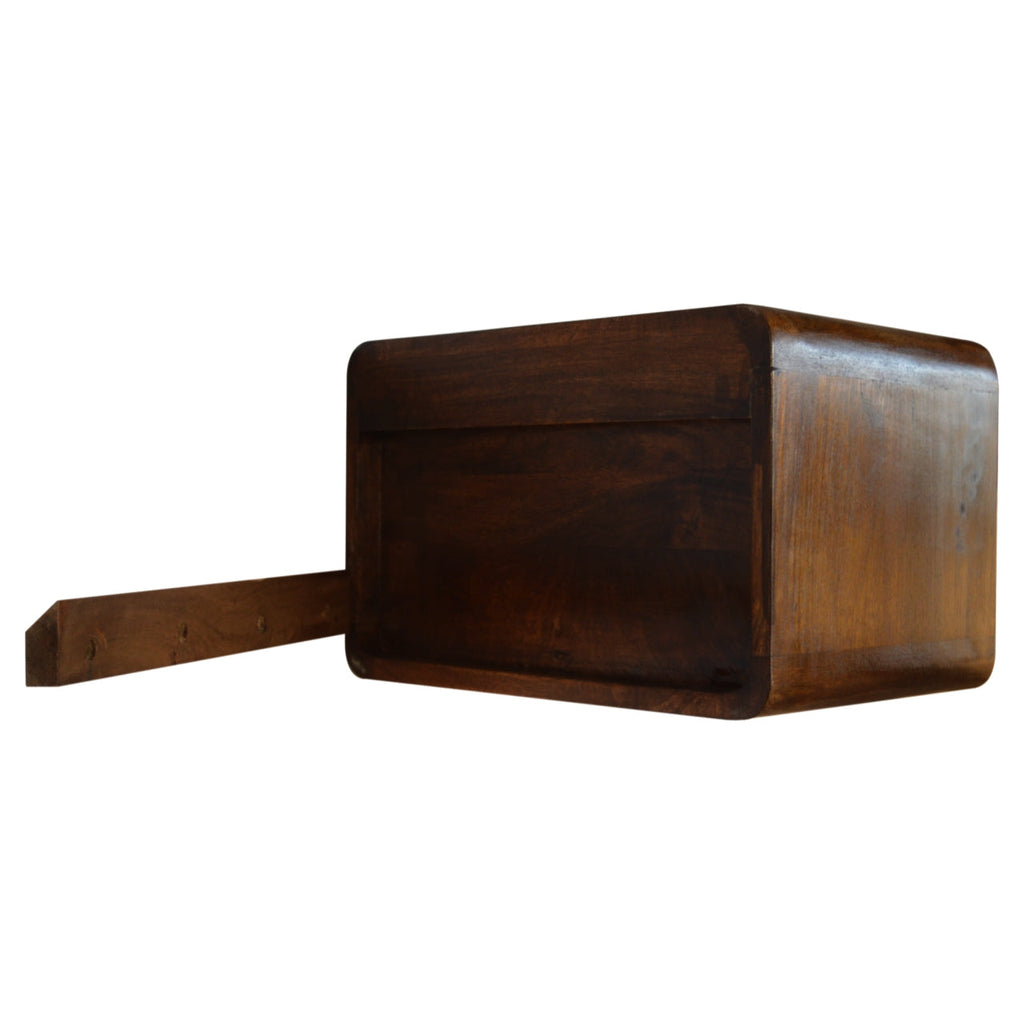 Solid Wood Curve Floating Nightstand with Drawer - Chestnut