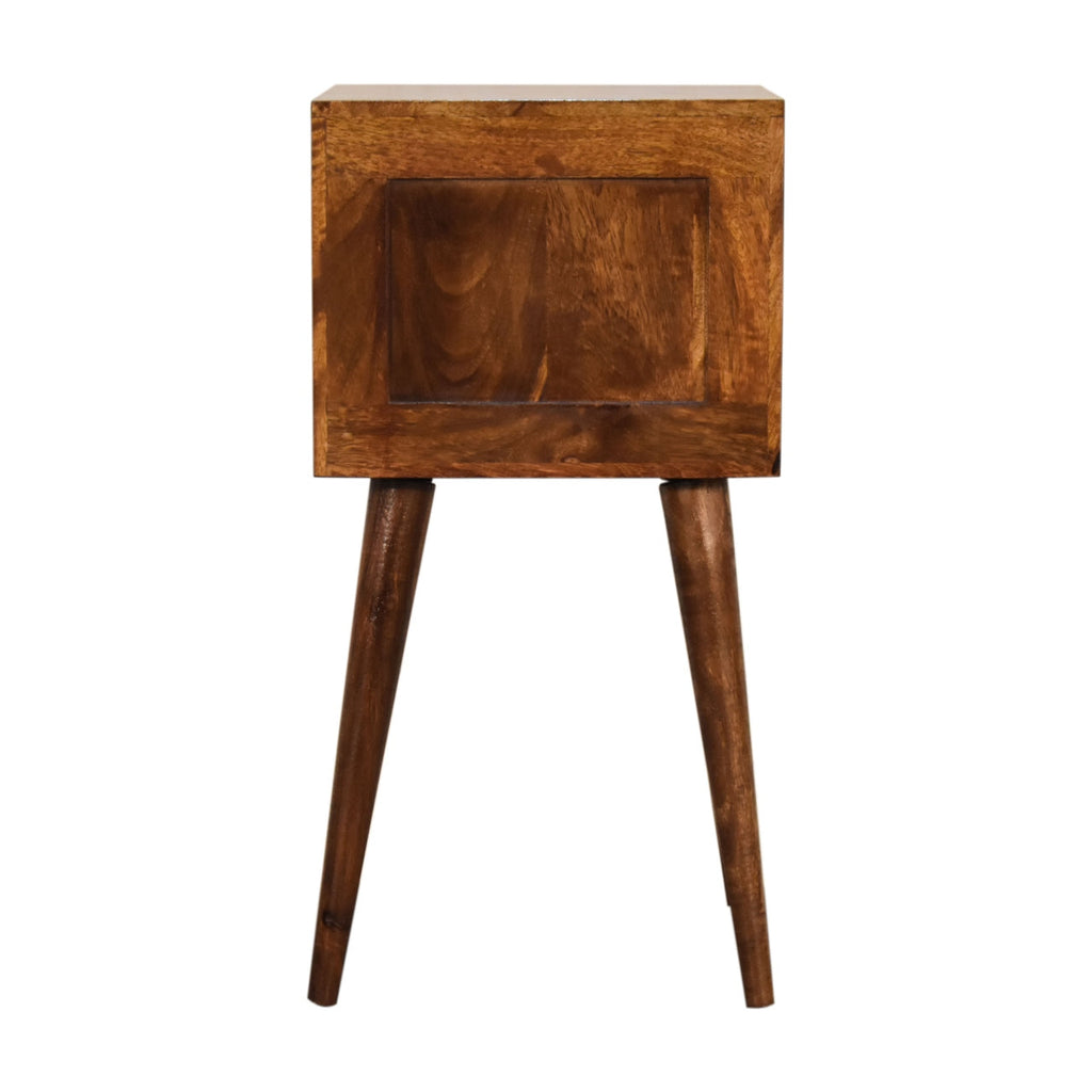 Solid Wood Mini Nightstand with 2 Drawers - Chestnut