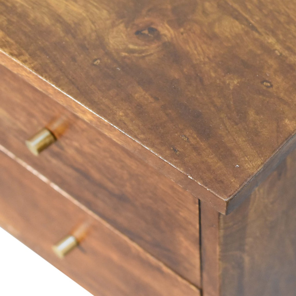 Solid Wood Bedside Table with 2 Drawers - Chestnut