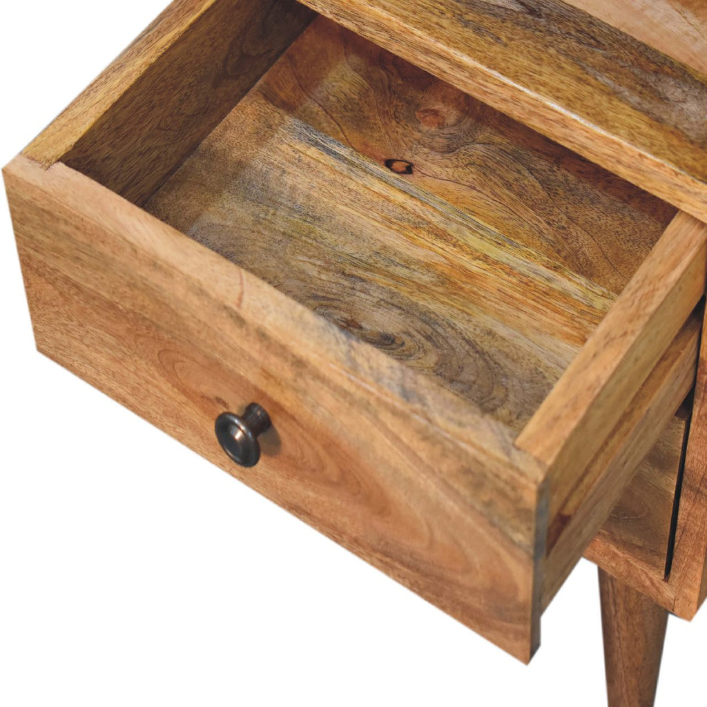 Solid Wood Mini Oak-ish Classic Nightstand with 2 Drawers - Oak