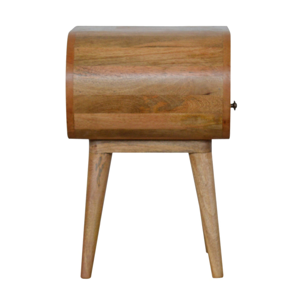 Circular Open Slot Nightstand with Nordic Legs - Solid Wood
