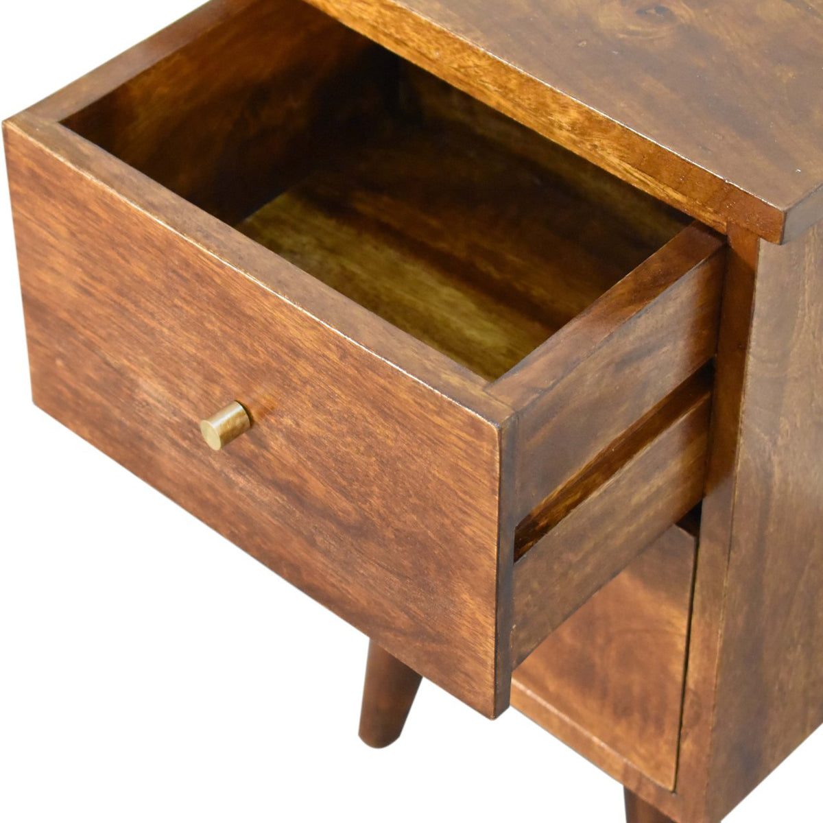 Solid Wood Bedside Table with 2 Drawers - Chestnut