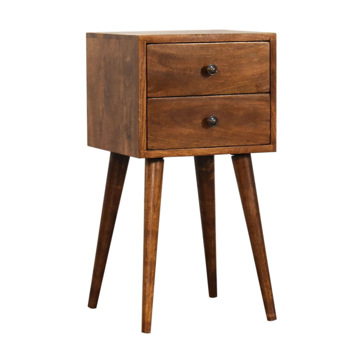 Solid Wood Mini Nightstand with 2 Drawers - Chestnut