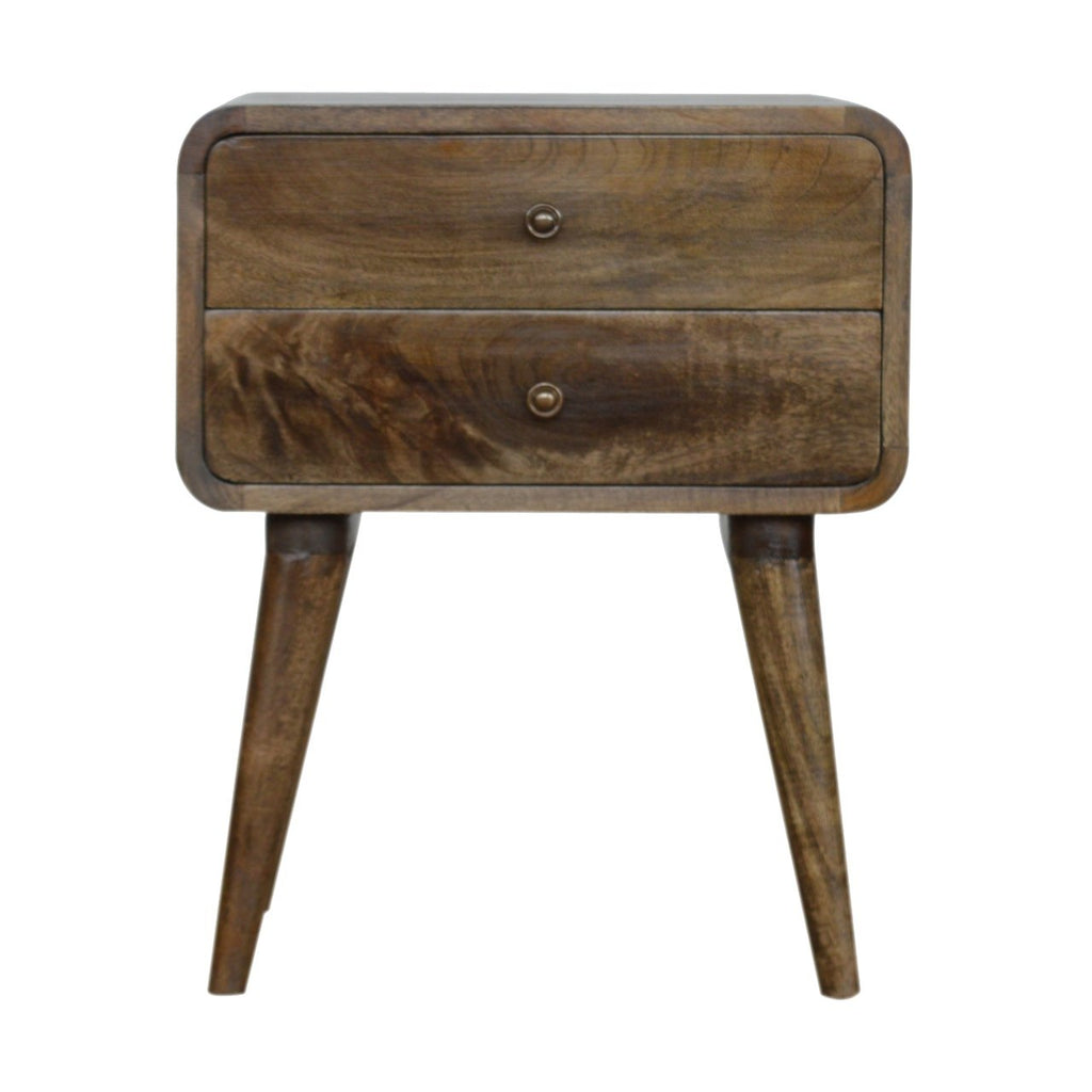Curved Classic Nightstand with Classic Curved Design - Solid Wood