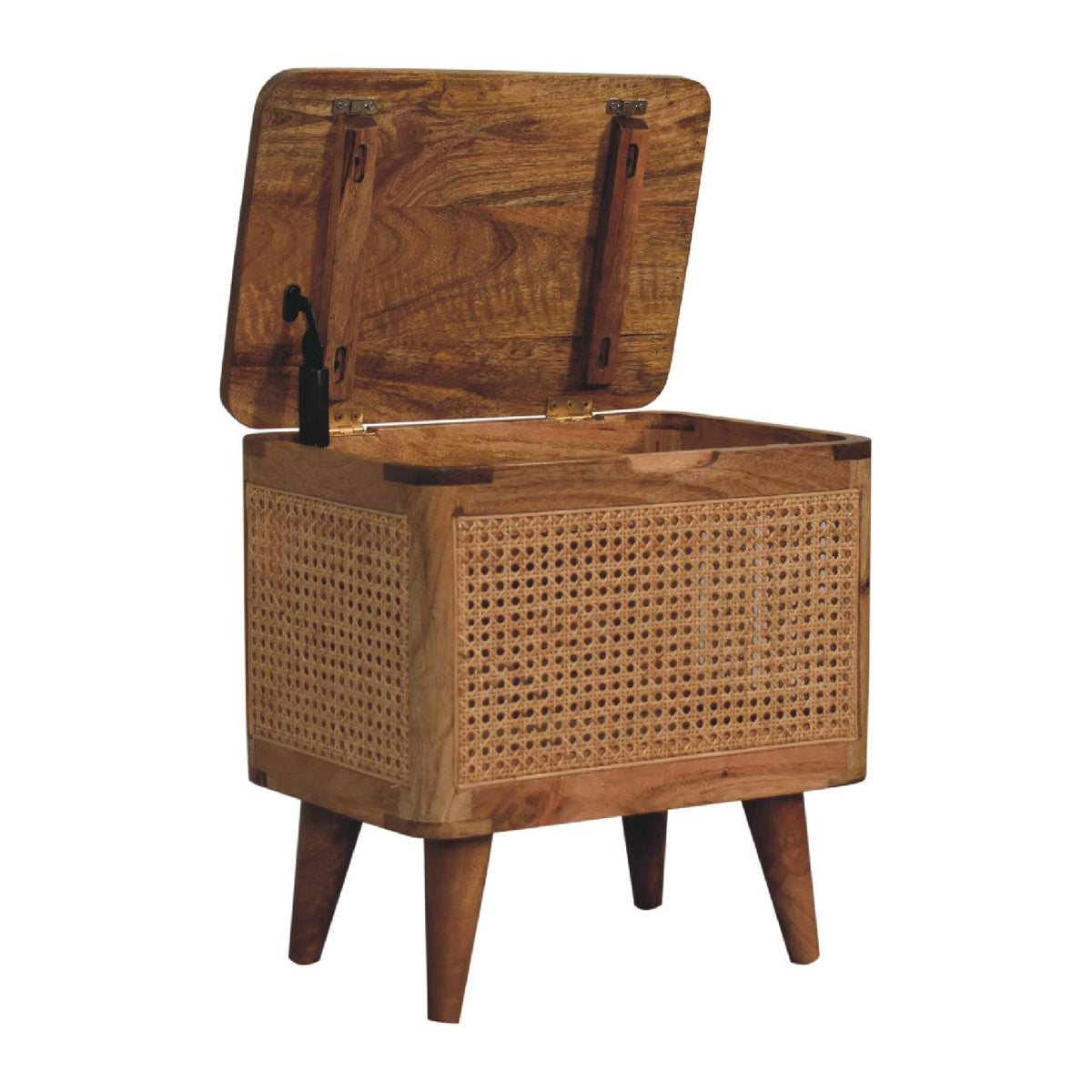 Soli Wood Larissa Lid-up Storage Stool with Hidden Storage - Oak-ish