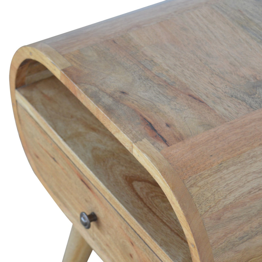 Circular Open Slot Nightstand with Nordic Legs - Solid Wood