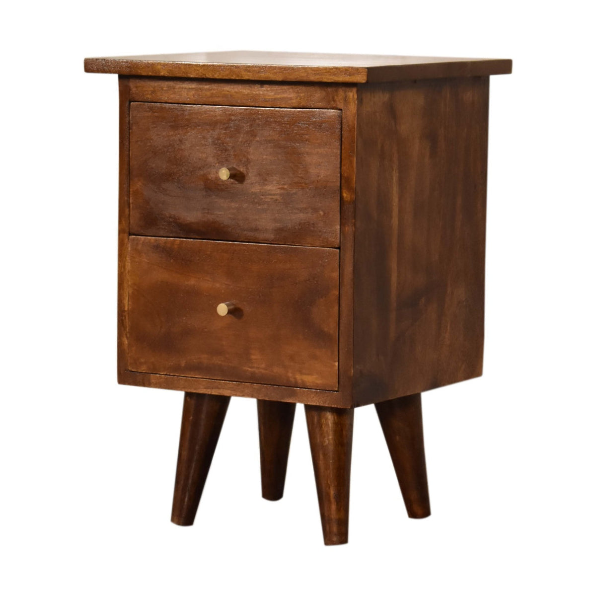 Solid Wood Bedside Table with 2 Drawers - Chestnut