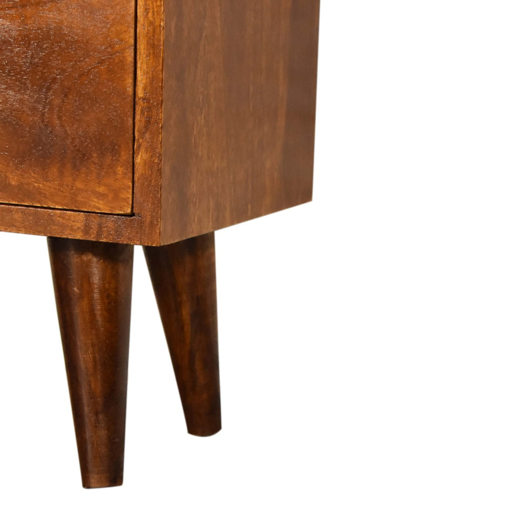 Solid Wood Bedside Table with 2 Drawers - Chestnut