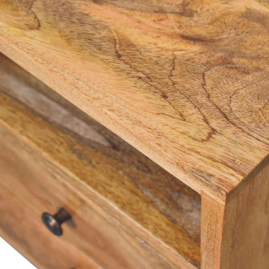 Solid Wood Mini Oak-ish Classic Nightstand with 2 Drawers - Oak