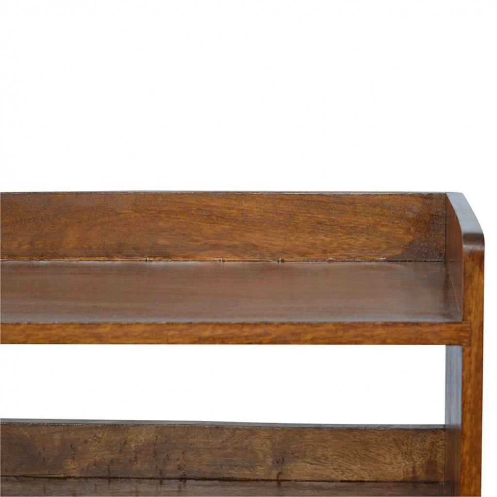 Solid Wood Nordic Storage Bench with Open Storage - Chestnut