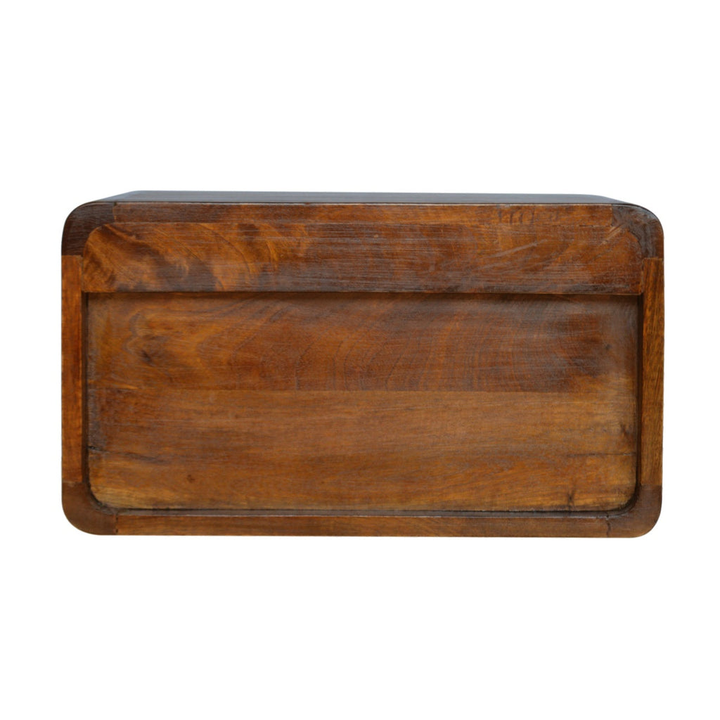 Solid Wood Curve Floating Nightstand with Drawer - Chestnut