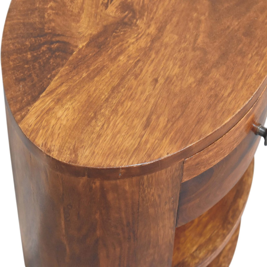 Solid Wood Cortez Nightstand with Drawer and Open Storage - Chestnut Finish
