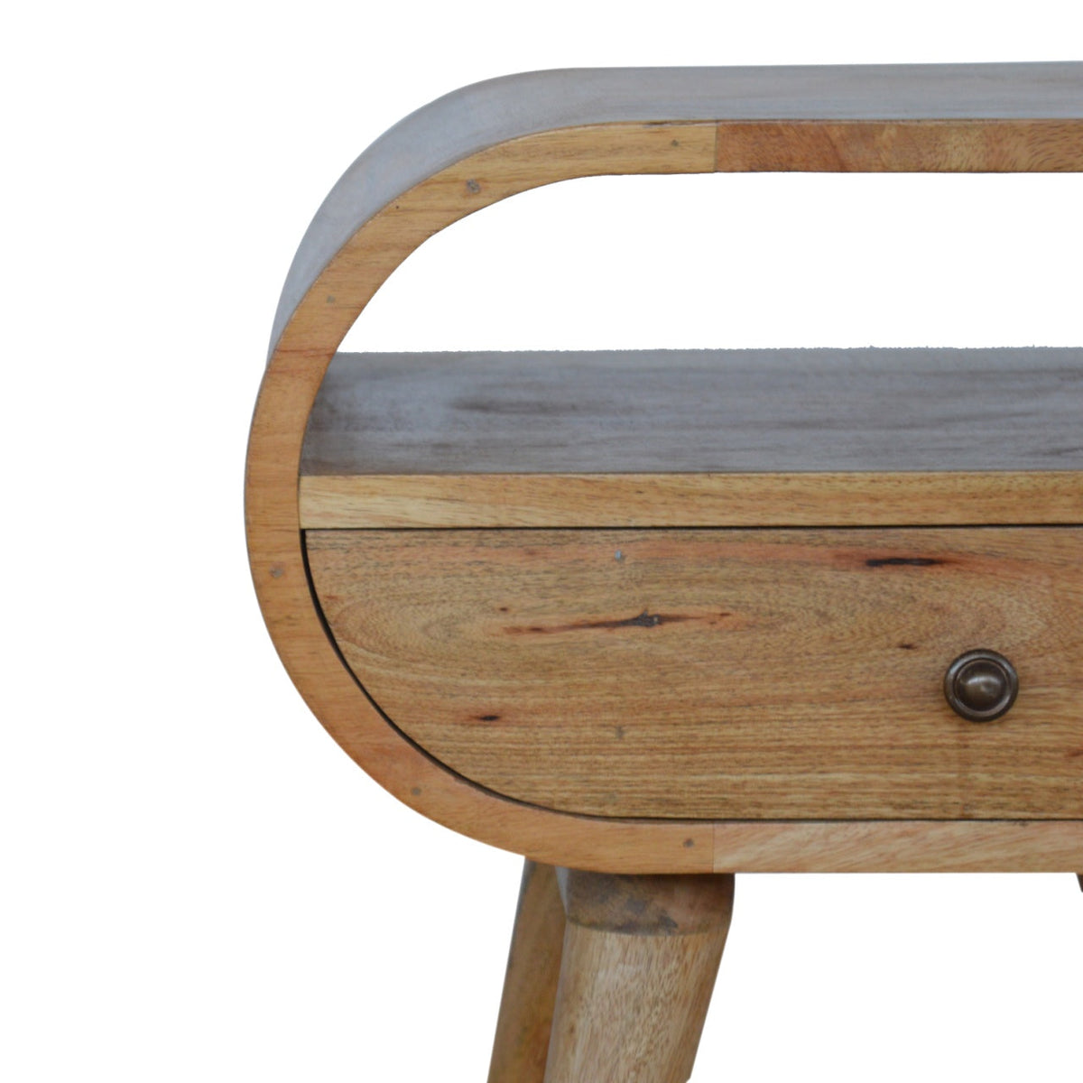 Circular Open Slot Nightstand with Nordic Legs - Solid Wood
