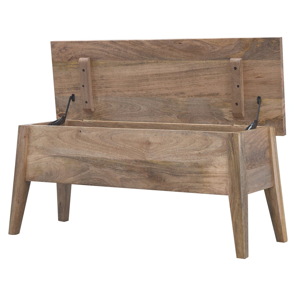 Solid Wood Storage Bench with Lift-Up Lid - Natural Wood