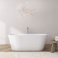 67 Inch Freestanding Solid Surface Soaking Bathtub with Freestanding Design - Matte White or Black