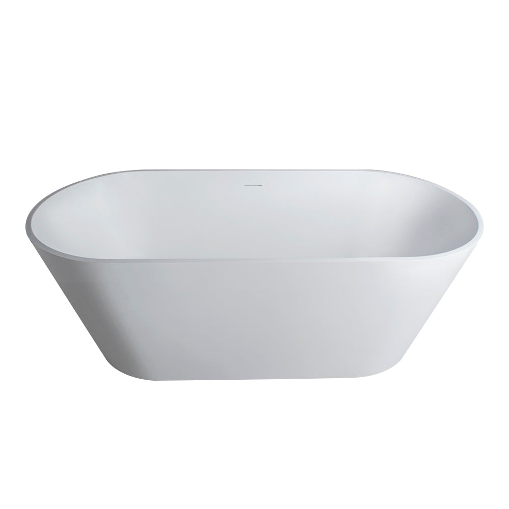 67 Inch Freestanding Solid Surface Soaking Bathtub with Freestanding Design - Matte White or Black