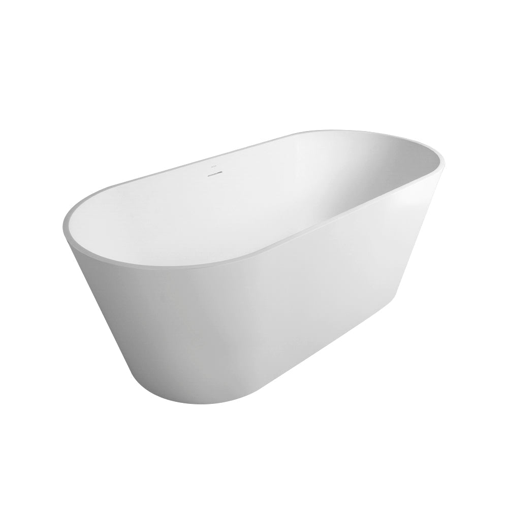 67 Inch Freestanding Solid Surface Soaking Bathtub with Freestanding Design - Matte White or Black