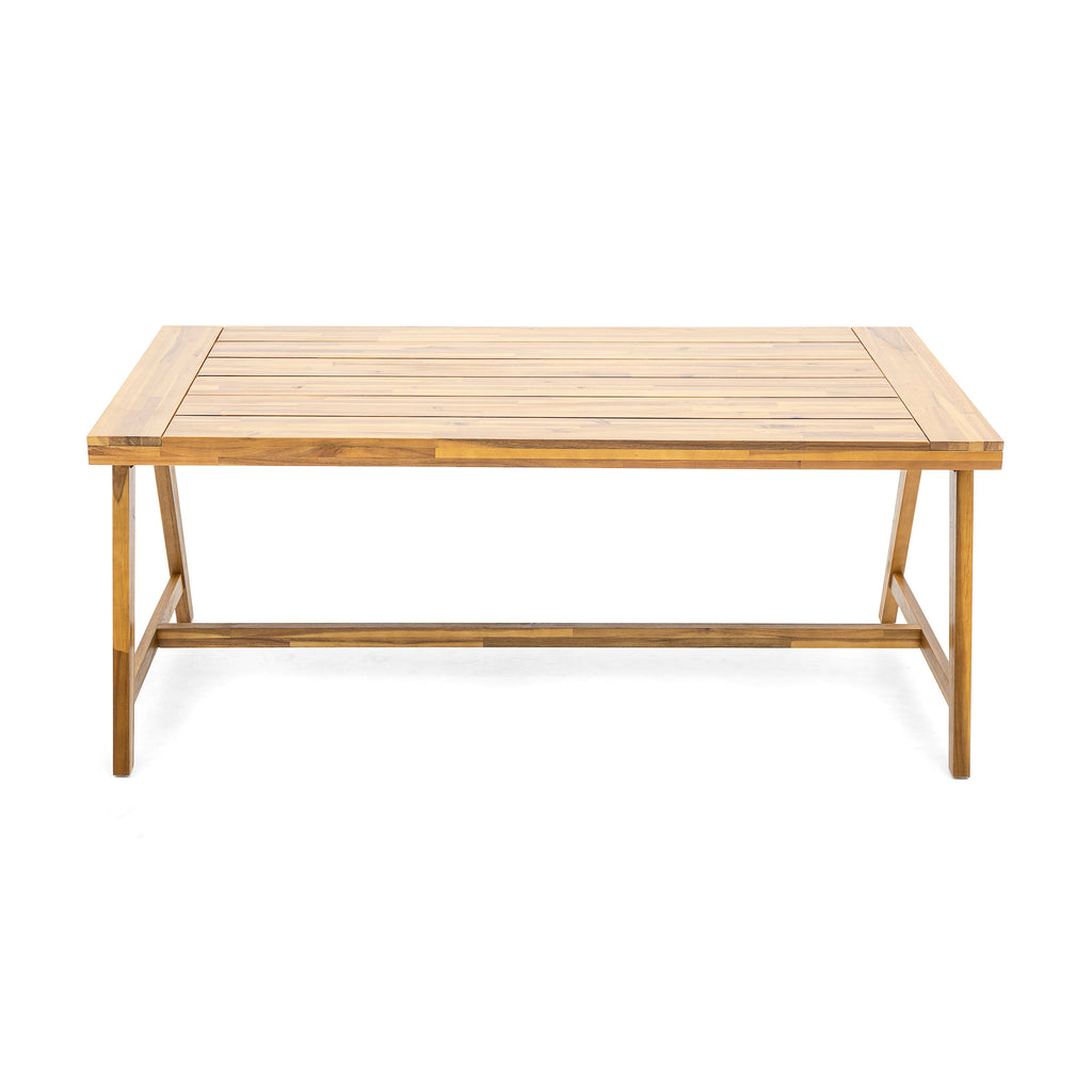 Modern Outdoor Dining Table with Acacia Wood and Teak Finish