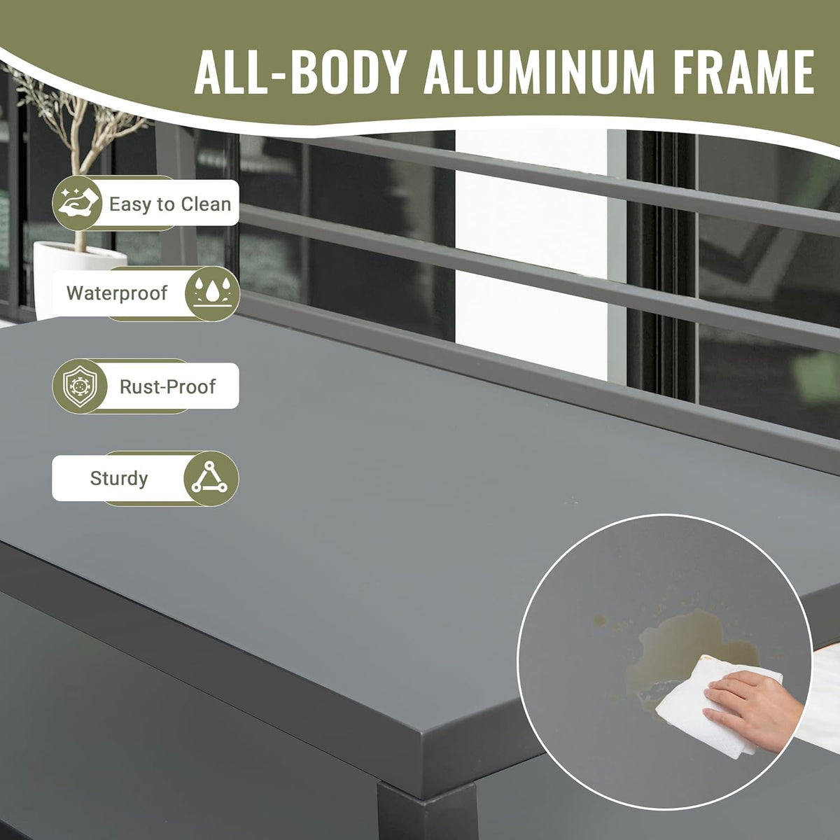 Outdoor Kitchen Island with Aluminum Storage and Protective Cover - Silver