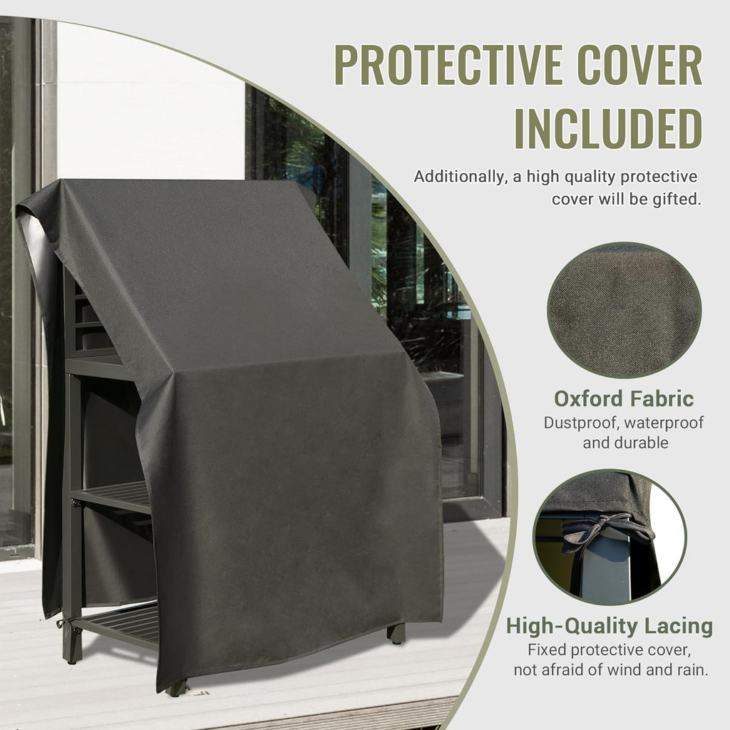 Outdoor Kitchen Island with Storage and Protective Cover - Aluminum