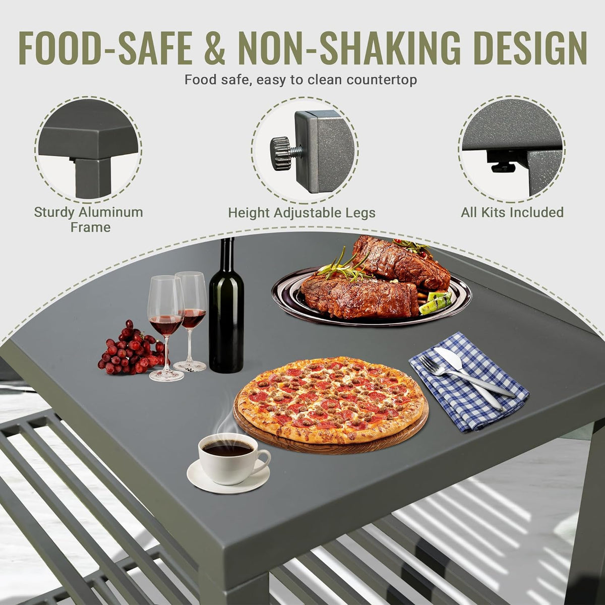 Outdoor Kitchen Island with Storage and Protective Cover - Aluminum