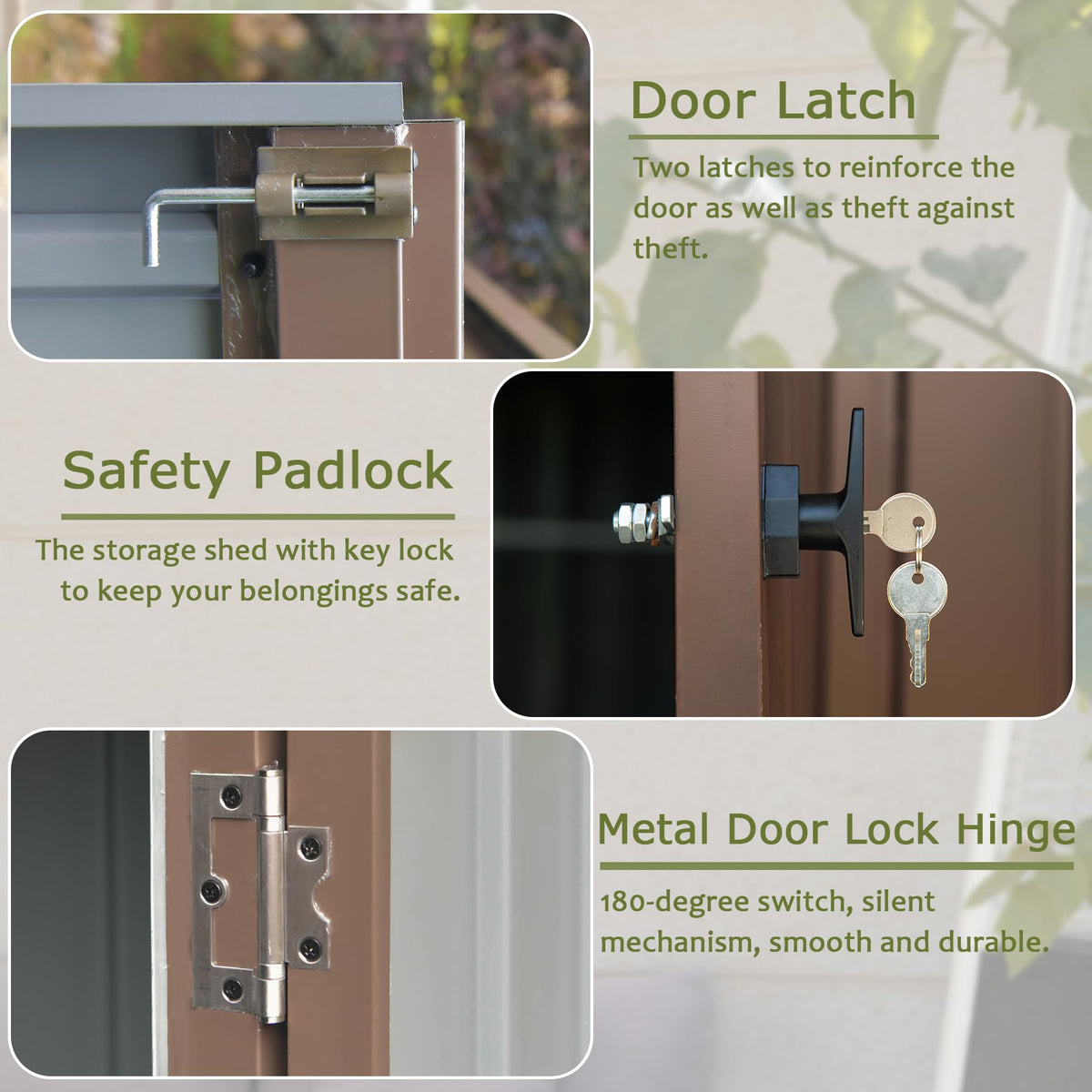 Outdoor Storage Shed 6x4 FT with Lockable Double Doors - Metal